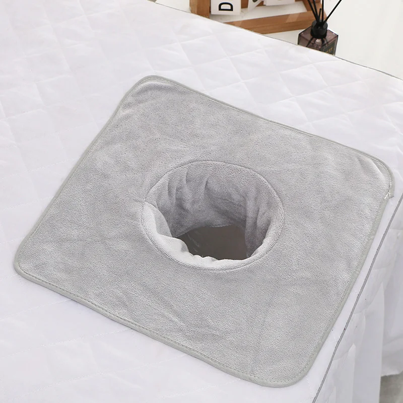 Thickened Velvet SPA Towel With Hole 35x35cm Beauty SPA Massage Table Planking Face Towel Salon Bedside Hole Towel Bed Bandana 3