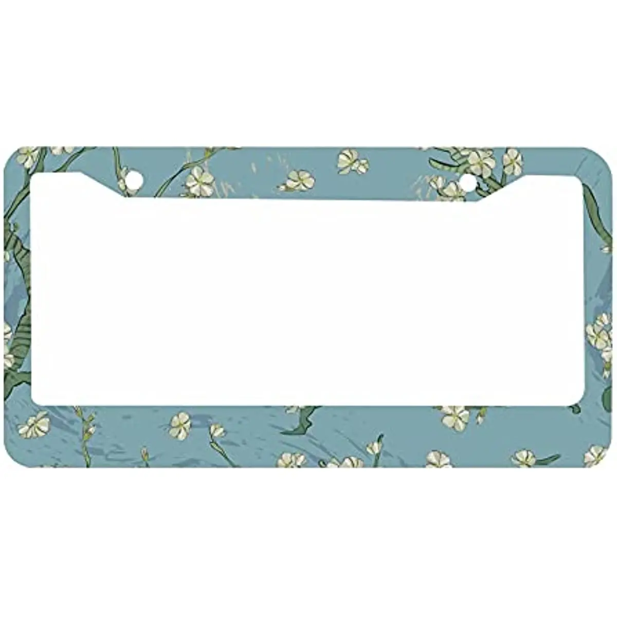 

Retro Flowers License Plate Frame Almond Blossom Van Gogh Car Tag Cover Aluminum Auto License Plate Holder for Men Women