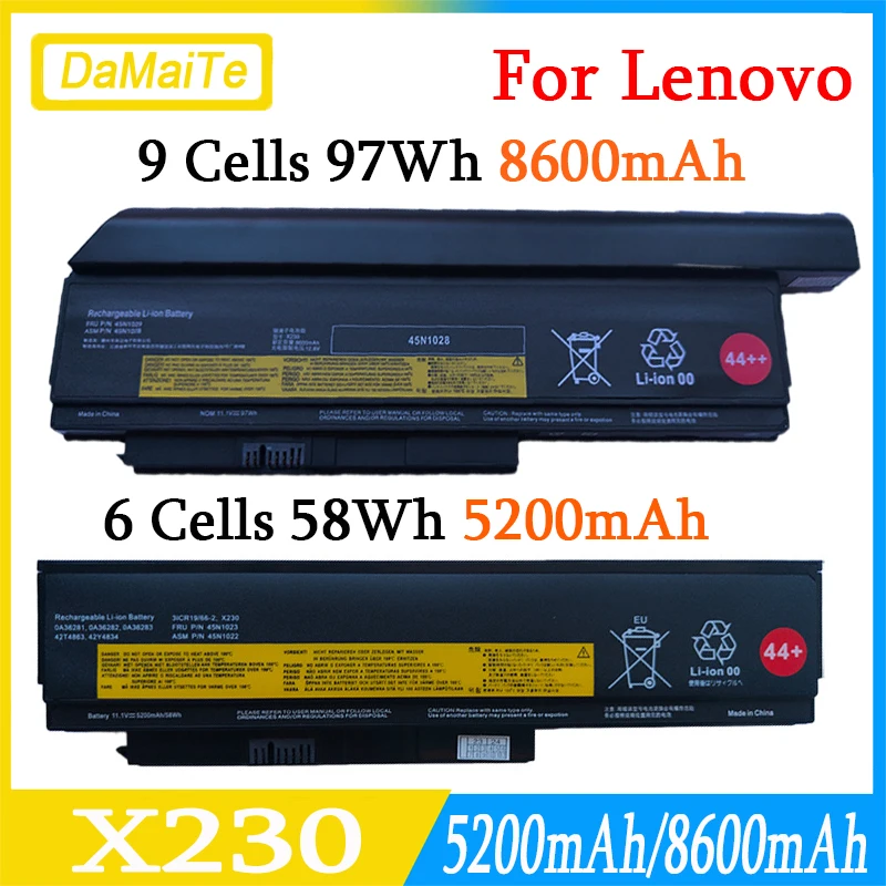 Bateria do Portátil para Lenovo Thinkpad Cell Lithium Ion Battery 44 ++ 94wh Extended Life System para X220 X230 Novo X230