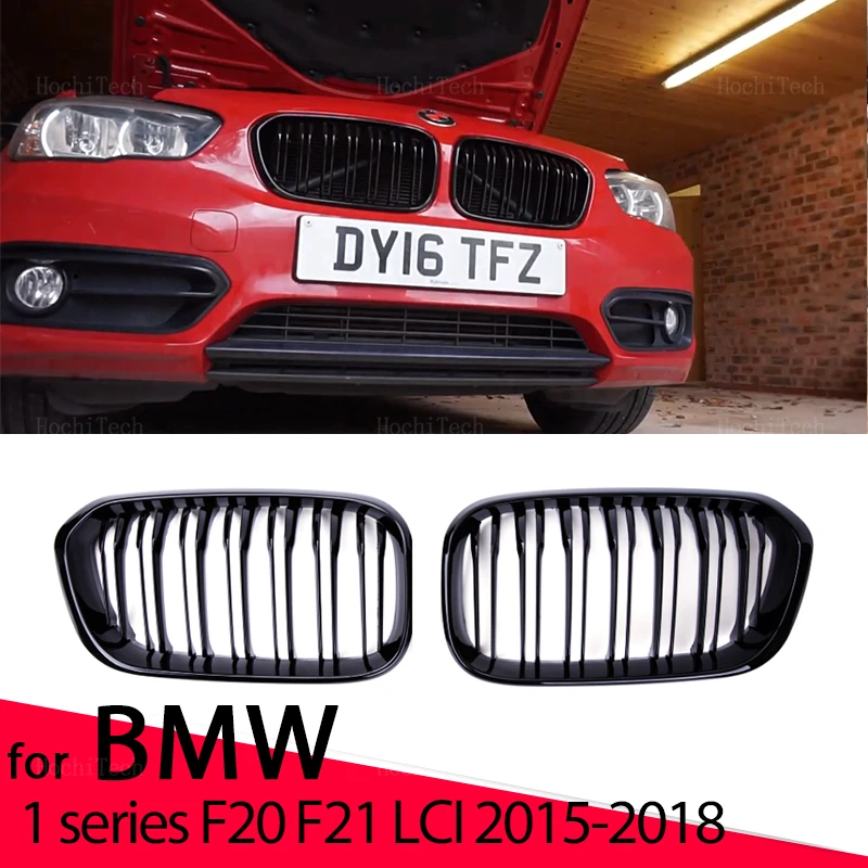 New Look Car Grille Grill Front Kidney Glossy 2 Line Double Slat For Bmw 1 Series F20 F21 Lci 2015-2018 Accessories