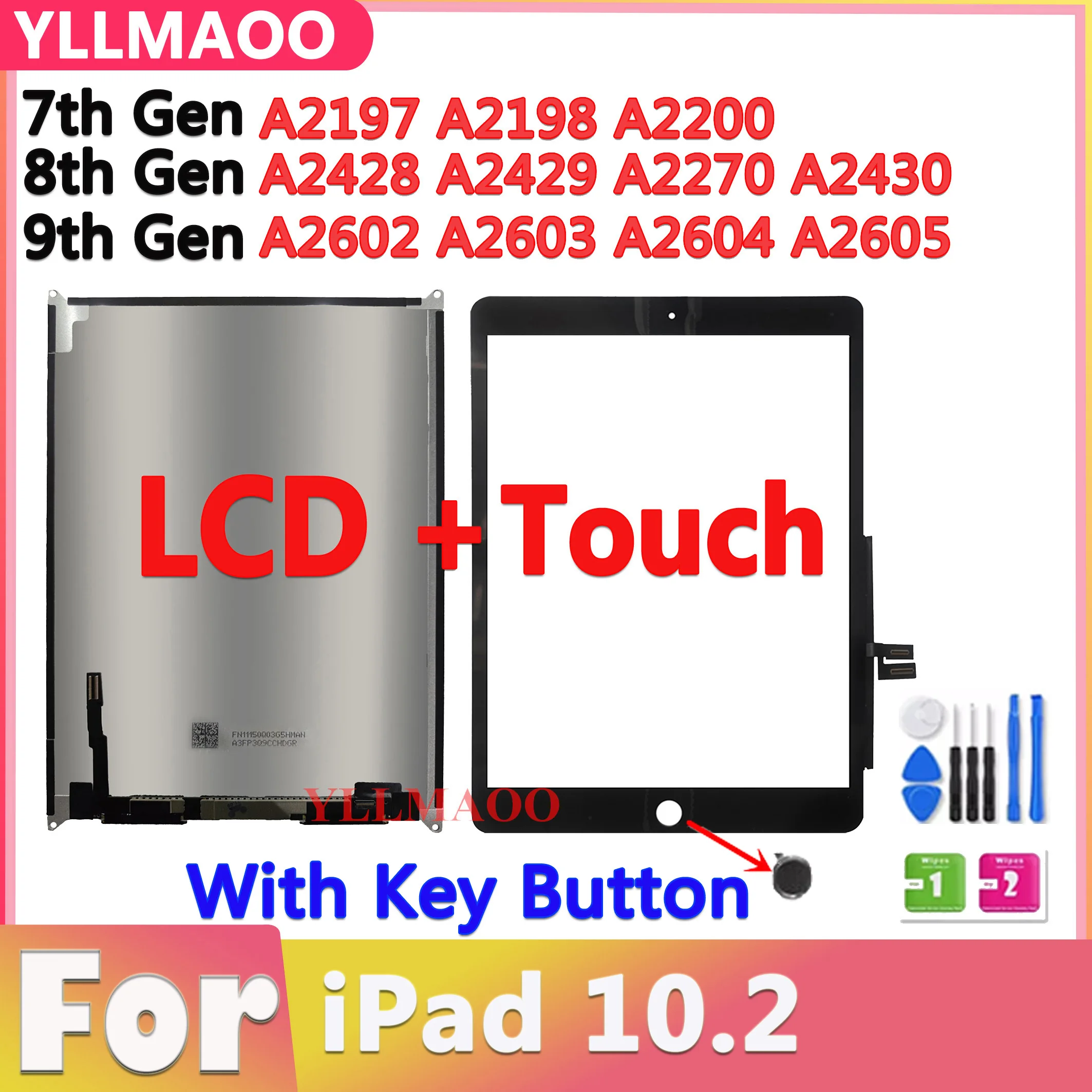 NeweggBusiness - Original LCD For iPad 7/8 10.2 2019 A2197 A2198 A2200  /2020 A2428 A2429 A2430 A2270 Lcd Display Screen Repair internal screen(8th  Gen LCD)