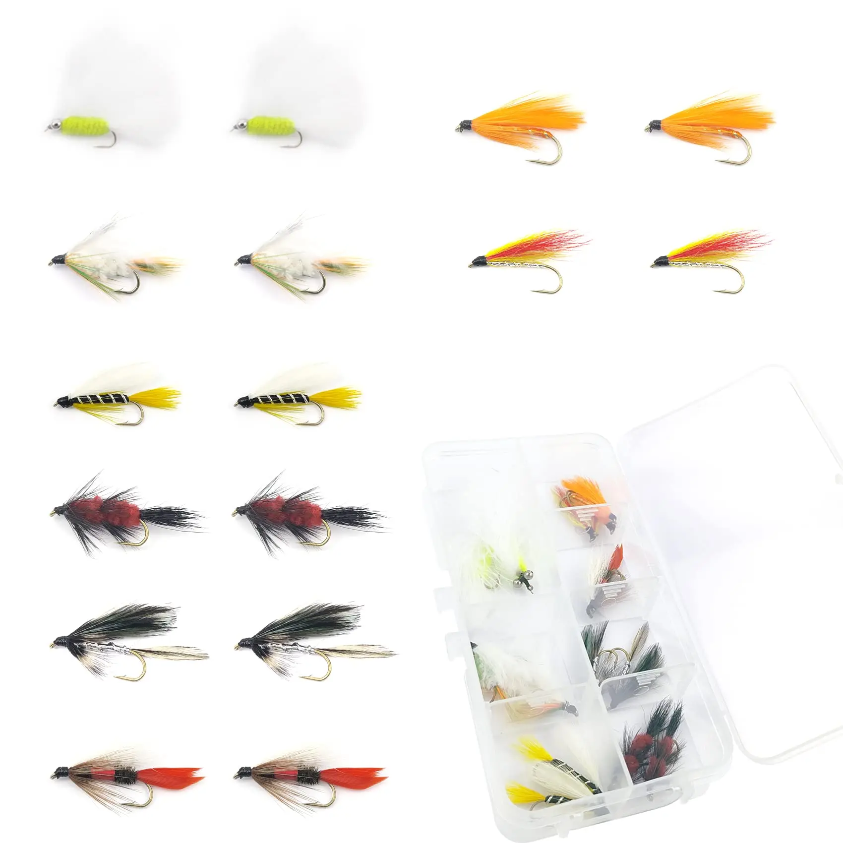 Fly Fishing Flies Wet Flies Assortment Combo Kit Handmade Fly Fishing Saltwater Lures Streamer Flies For Trout With Package Box