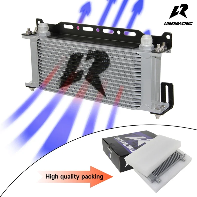 

Universal LR Oil Cooler+Mounting Bracket 16 Row 248MM Engine Transmission Mocla Style -10AN Aluminum Black/Silver