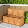 47 Gallon Acacia Wood Deck Box, Garden Backyard Storage Bench, Outdoor Storage Container for Patio Furniture Cushions a 2