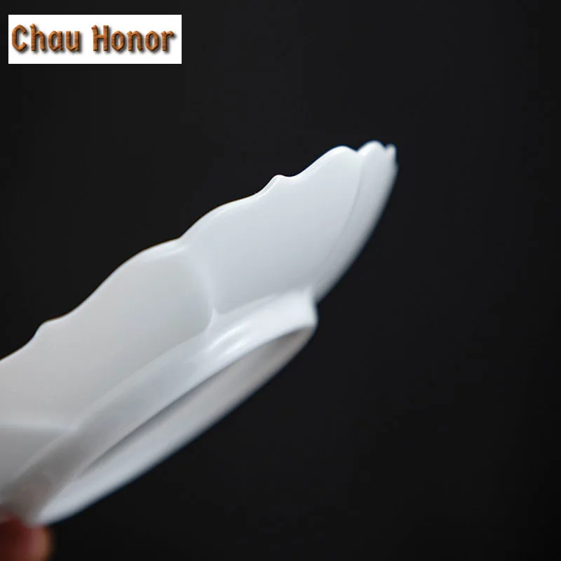White Porcelain Cup Pad Tea Cup Heat Insulation Tea Holder Master Cup Pad Ceramic Cup Dish Base Tea Mat Cup Holder Tea Art Items