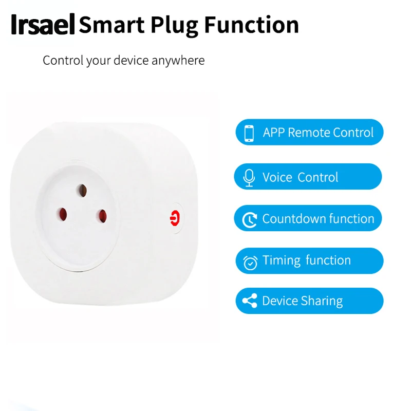Smart plug Smart plug outlet 16A Israel Smart Wifi Power Plug Smart Wifi Wireless Socket Outlet Work with Alexa Google Home Assistant Tuya SmartLife APP