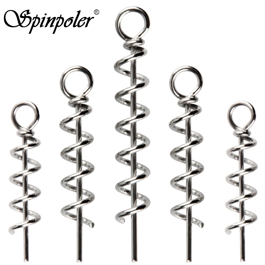 Spinpoler Angelköder Korkenzieher Weicher Köder Twist Lock Pin 3 cm 4 cm 4,5 cm 5 cm Starke Edelstahl Spin Shad Rigs Federzubehör