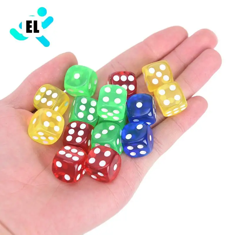 

24Pcs/set Acrylic Dice 16MM Rounded Corners Playing Party Dices Four-Color Transparent Dice (Blue, Green, Yellow, Red All 6)