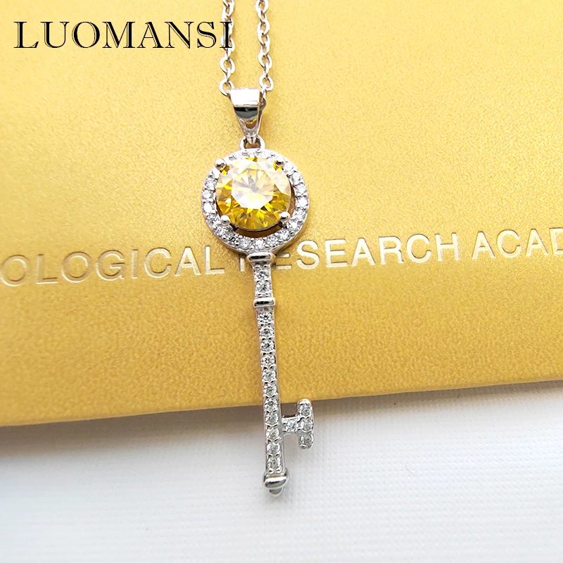 Luomansi S925 Серебряное ожерелье с замком и ключом желтый зеленый синий розовый