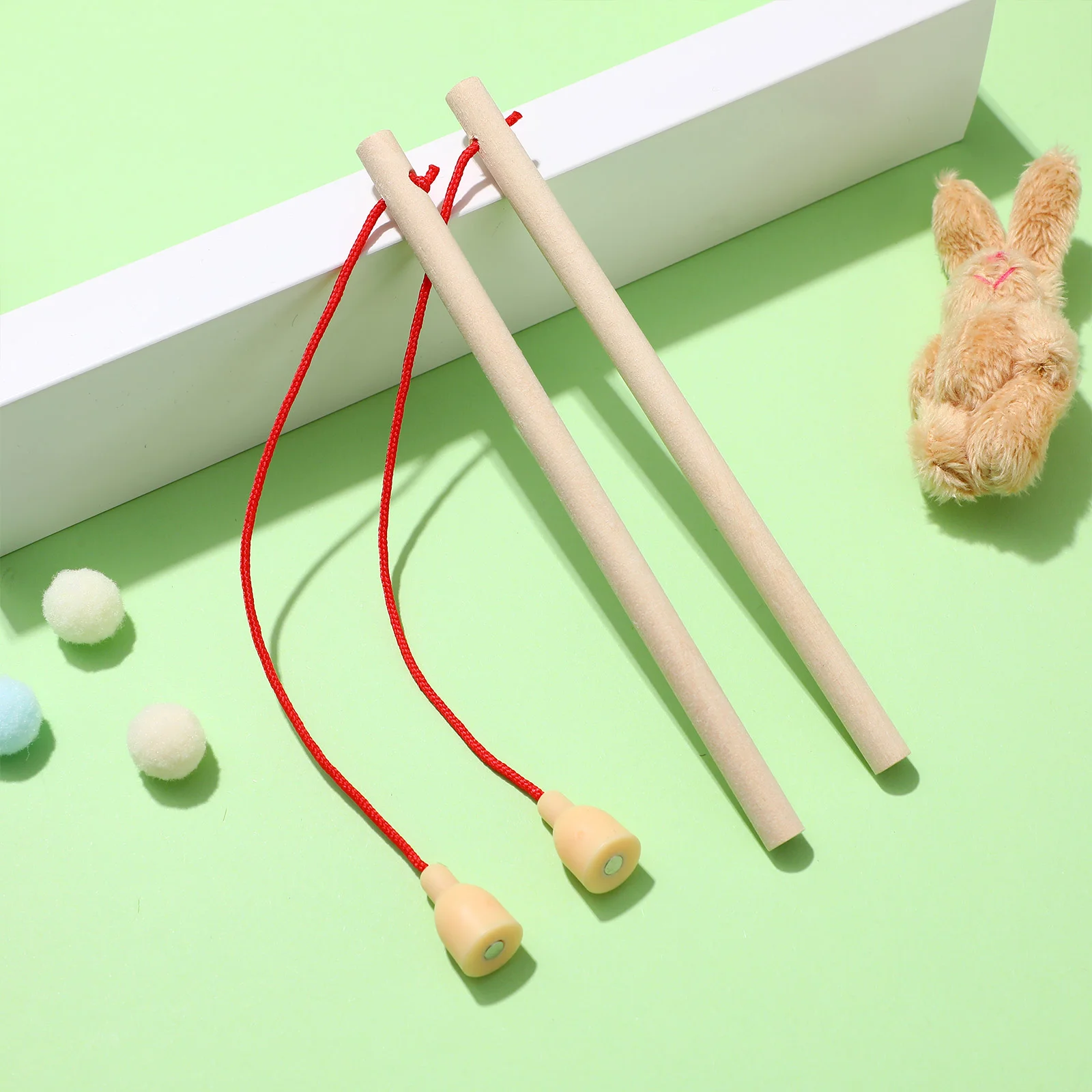 12 Pcs Wooden Fishing Rod Toy Poles for Toddler Magnetic Rods 2-3 Years Old Kid