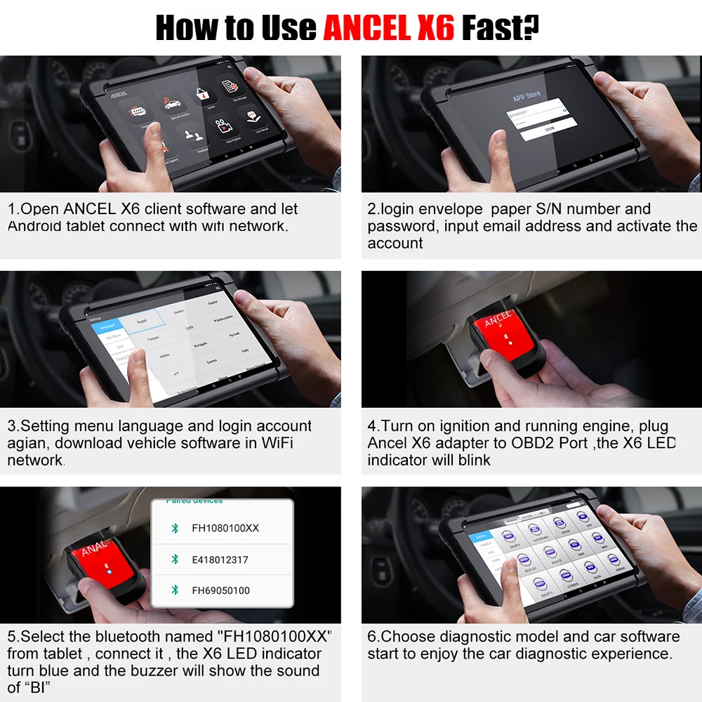 Ancel X6 OBD2 Automotive Scanner Professional ABS SRS Oil EPB BMS Reset All System Bluetooth ODB OBD 2 Car Diagnostic Scan Tools 4
