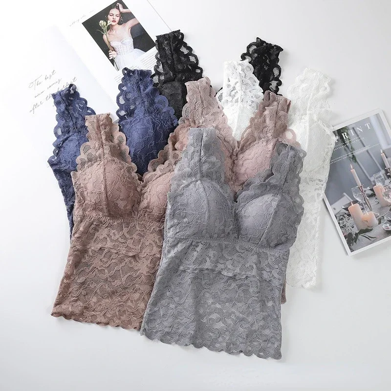 2024 Fashion Bottoming Underwear Sottile Backless Sling Hollow Out Lace Con Scollo A V Vest Top Senza Maniche Reggiseno Gilet All'Interno Wear Donna T