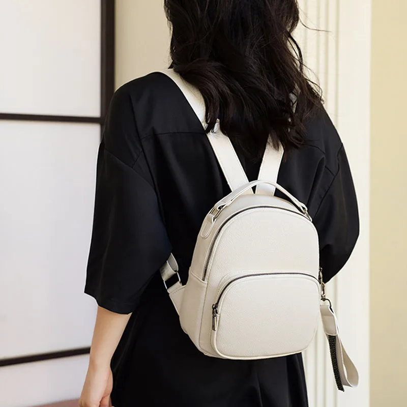 portable backpack for ladies Korean Fashion Zipper PU Leather Small Bag coin purse mini backpack for woman 4