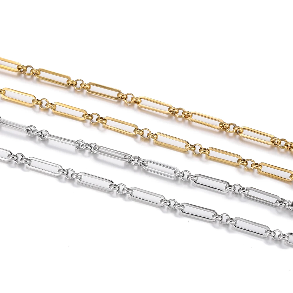 1 Meter/Lot 304 Edelstahl Kette 4x14mm Handgemachte Ketten für DIY Halskette Armbänder Schmuck Machen Zubehör – Detail 2
