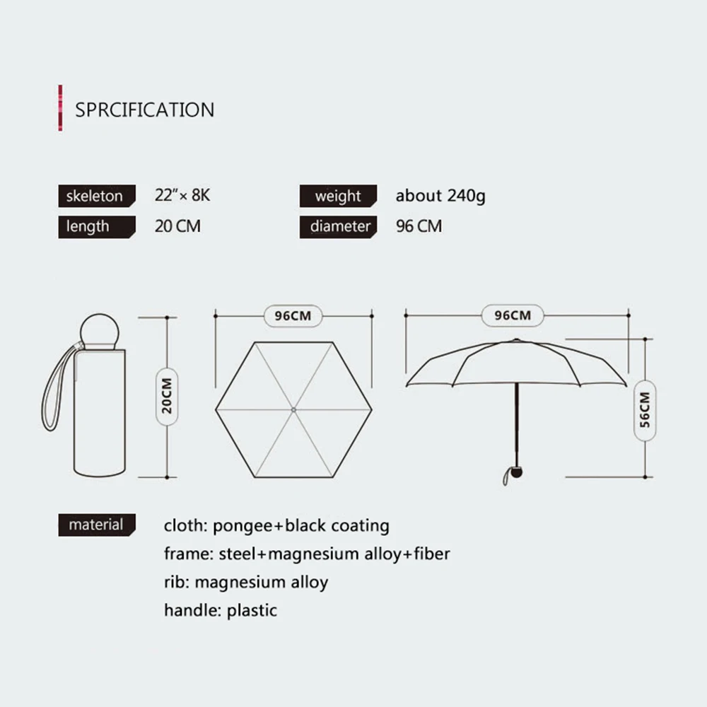 Pocket Umbrella Sun Protection Mini Five Folding Umbrella Rain Women Coating Anti UV Girls Daisy Parasol Small OLYCAT