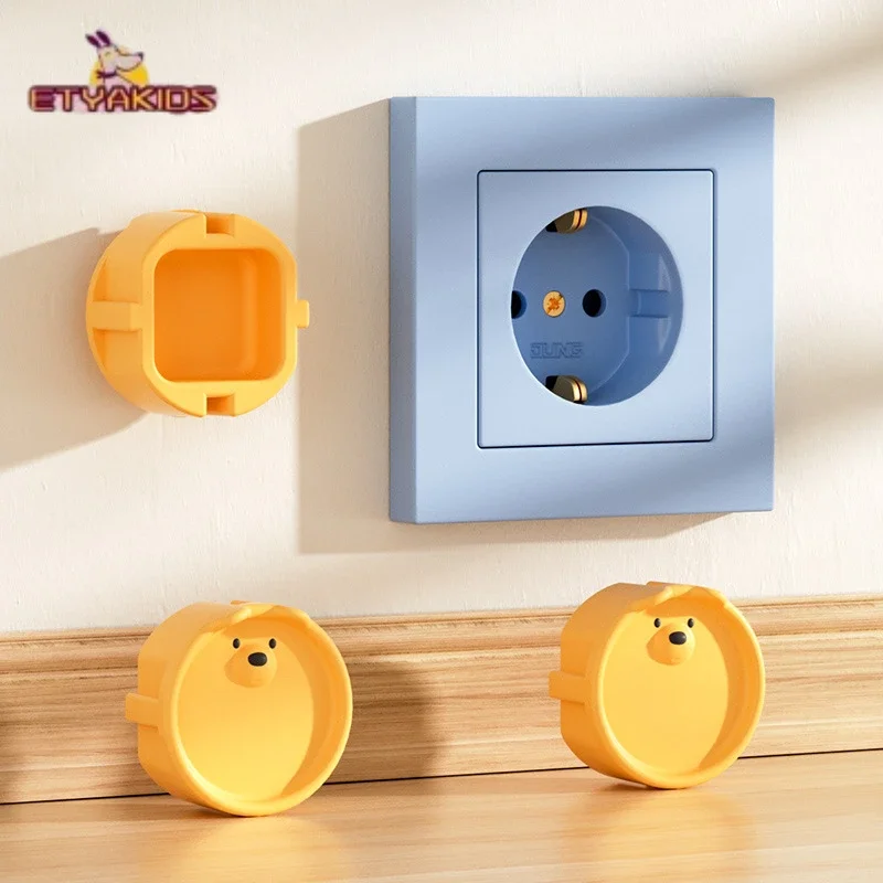 2pcs European Standard Baby Anti Electric Shock Silicone Protection Cover Cartoon Bear Safety socket covers