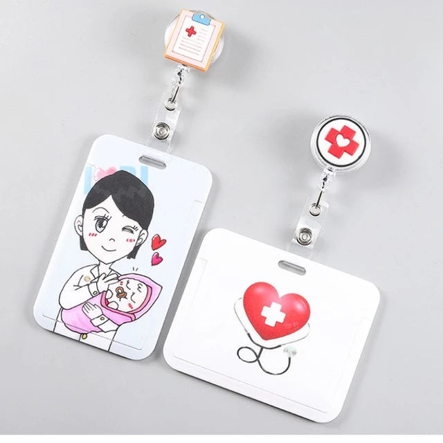 Cute Doctor Nurse Retractable Badge Reel Card Holder Exhibition Name Card  Kawaii Business Card Holder Accessories - AliExpress