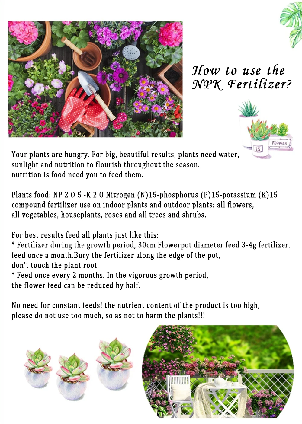 Fertilizer 20g NPK Compond Fertilizer All Purpose Plant Food Safe Feed Vegetable Garden Pot Planting Flower