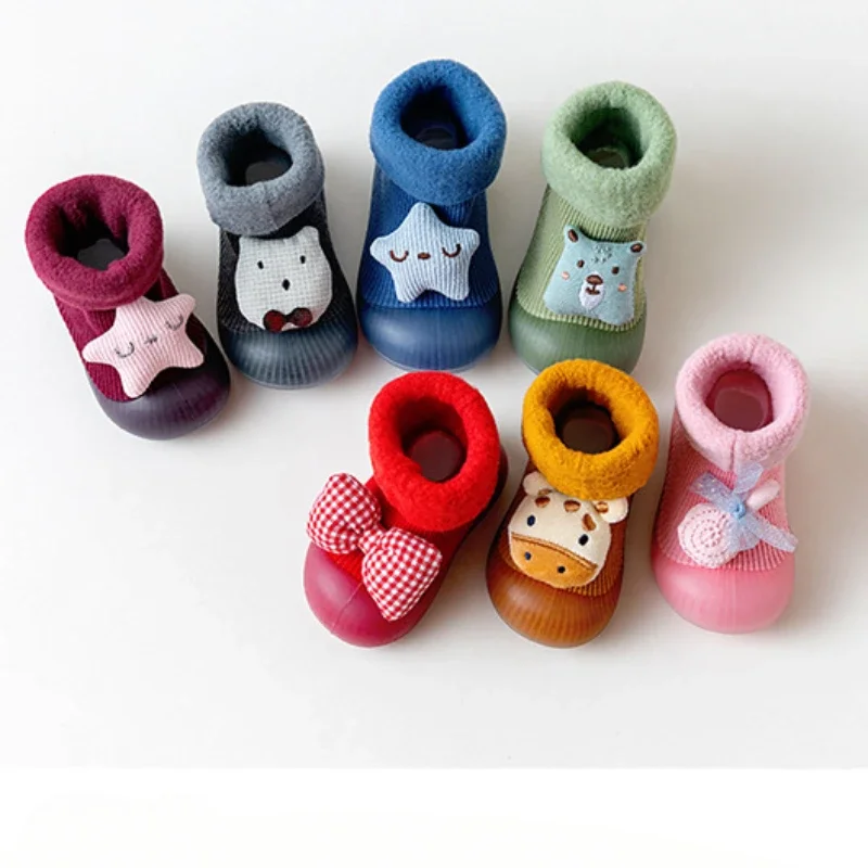 Baby Walking Shoes Autumn Winter Padded Thickened Baby Socks Shoes Cartoon Cute Non-slip Wear-resistant Indoor Floor Shoes 1