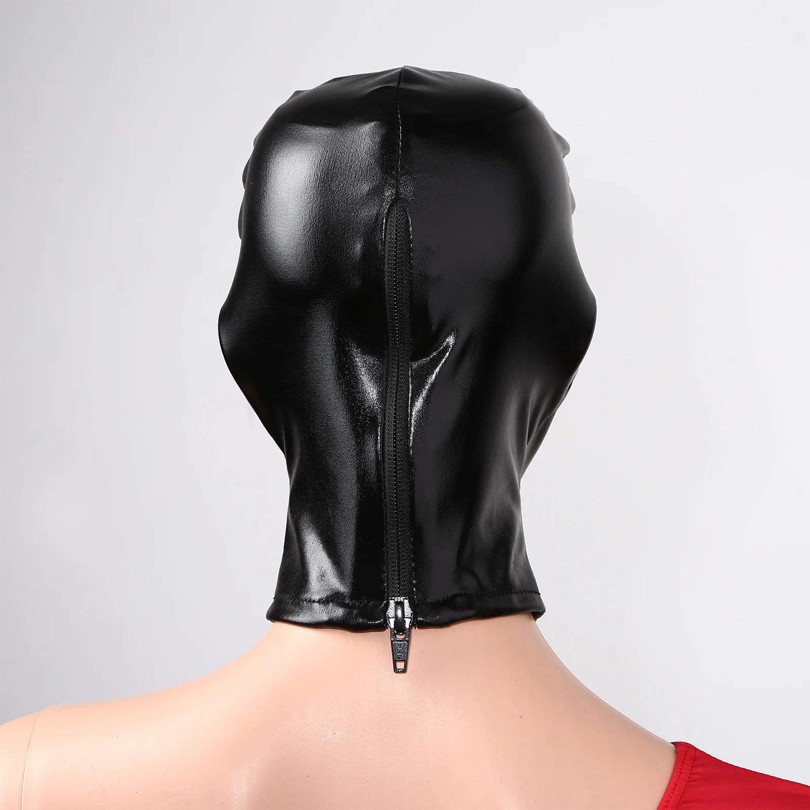 Unisex Adults Latex Full Face Mask Womens Mens Open Mouth Head Cover Hood Headgear Sexy Cosplay Role Play Costume