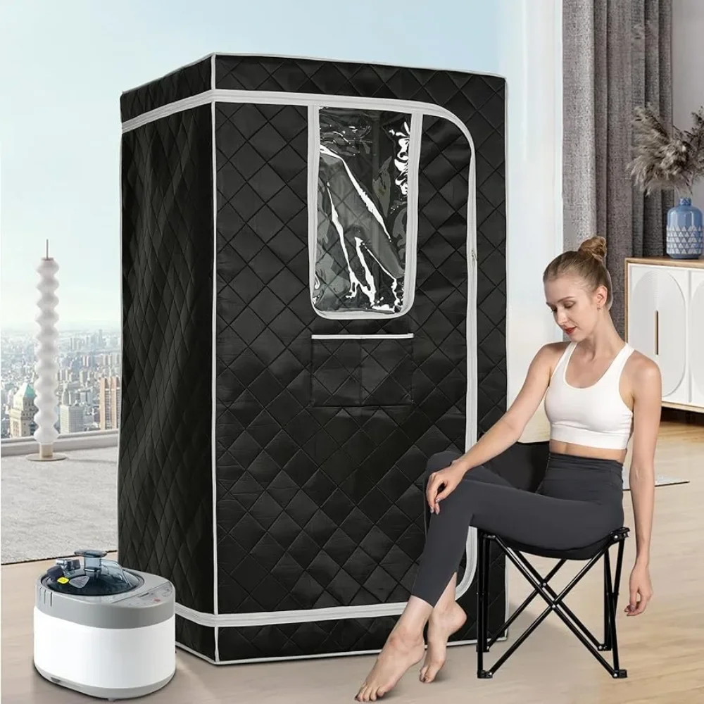 

Full Size Home Steam Sauna, 4L Large Steam Pot Single Person Portable Sauna Spa with (33.9" L*33.9" W*63" H) Freight free