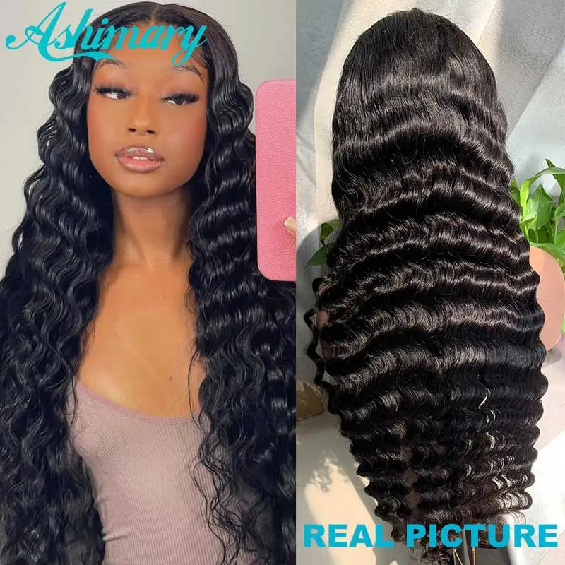 HD Transparent Loose Deep Wave Frontal Wig For Women Human Hair Pre Plucked Hairline With Baby Hair 360 Lace Frontal Wig