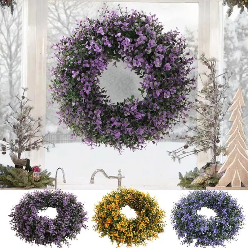 

Artificial Lavender Wreaths Christmas Fake Plants Wedding Door Wreath Bouquet Indoor Outdoor for Home Kitchen Table Door Wall