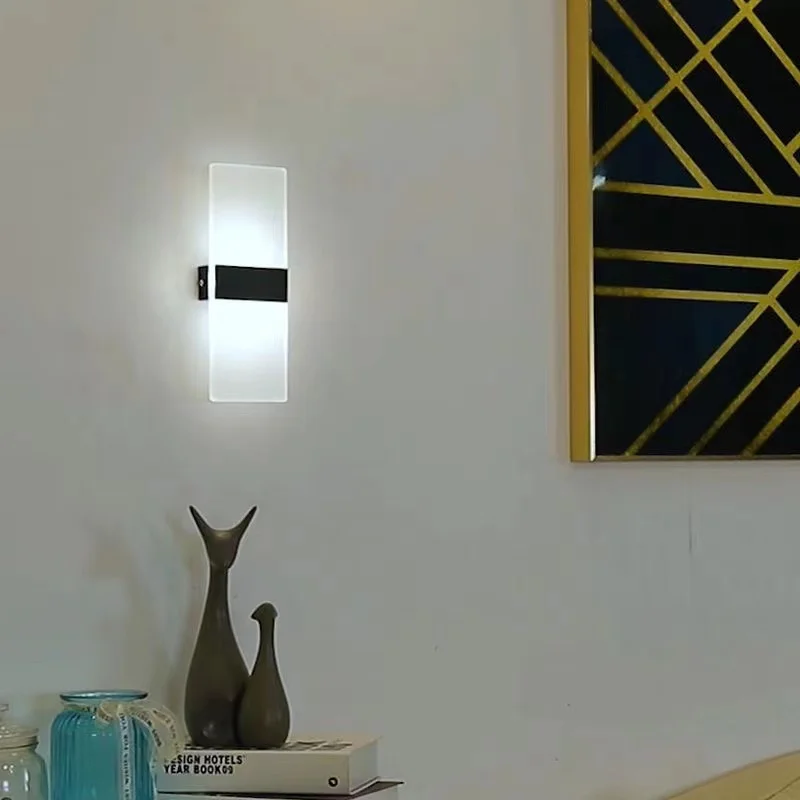 Modern4/6/12W LED 아크릴 벽 램프, AC90-260V 길고 따뜻한 흰색 침구 거실 실내 벽 램프, 침실 모던 심플