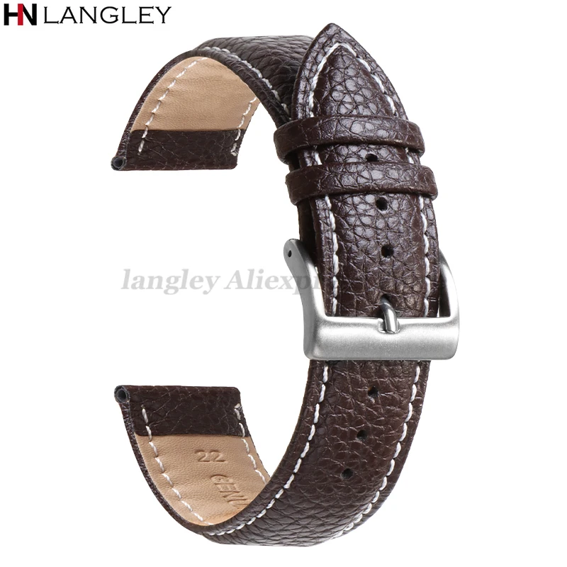 Premium Genuine Leather Litchi Pattern Watch Band – High-Quality Wristband