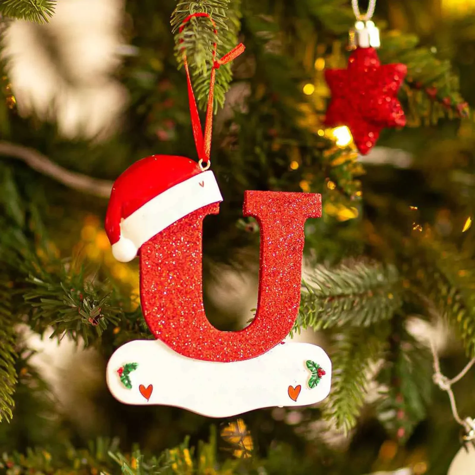 Colgante de letras para decoración de árbol de Navidad, 26 letras, acrílico, para el hogar, vacaciones, bricolaje, Navidad 2024, adorno de decoración de Año Nuevo, navidad