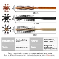 Manche en bois dents en Nylon brosse circulaire peigne à rouleau bouclé racine de cheveux moelleux cheveux raides peigne multifonctionnel pour hommes et femmes 6