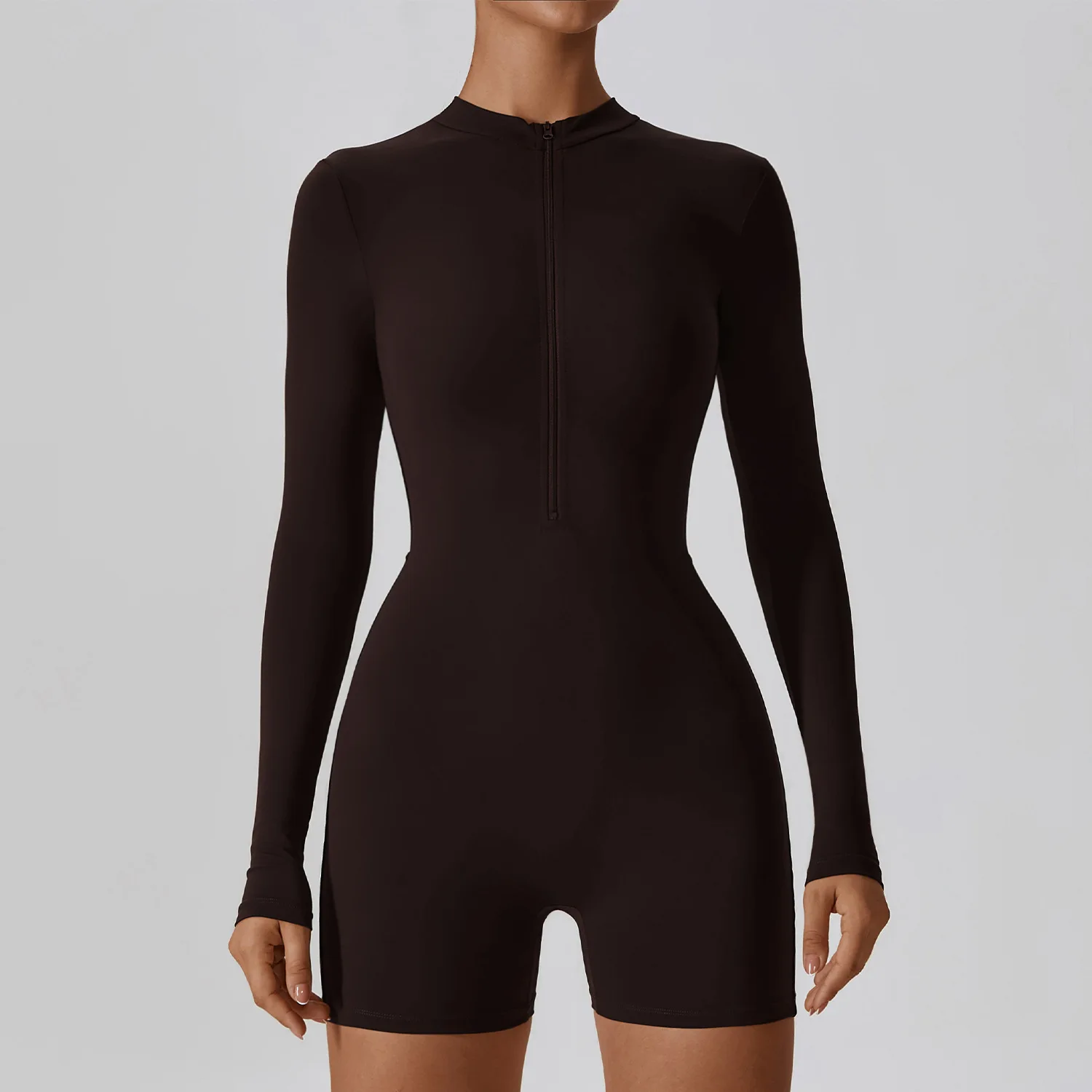 Long Sleeve Women\'s Gym Jumpsuits Pants Zipper Turtleneck Sport Wear Female Fitness Yoga Playsuit Rompers Skinny Dance Overalls