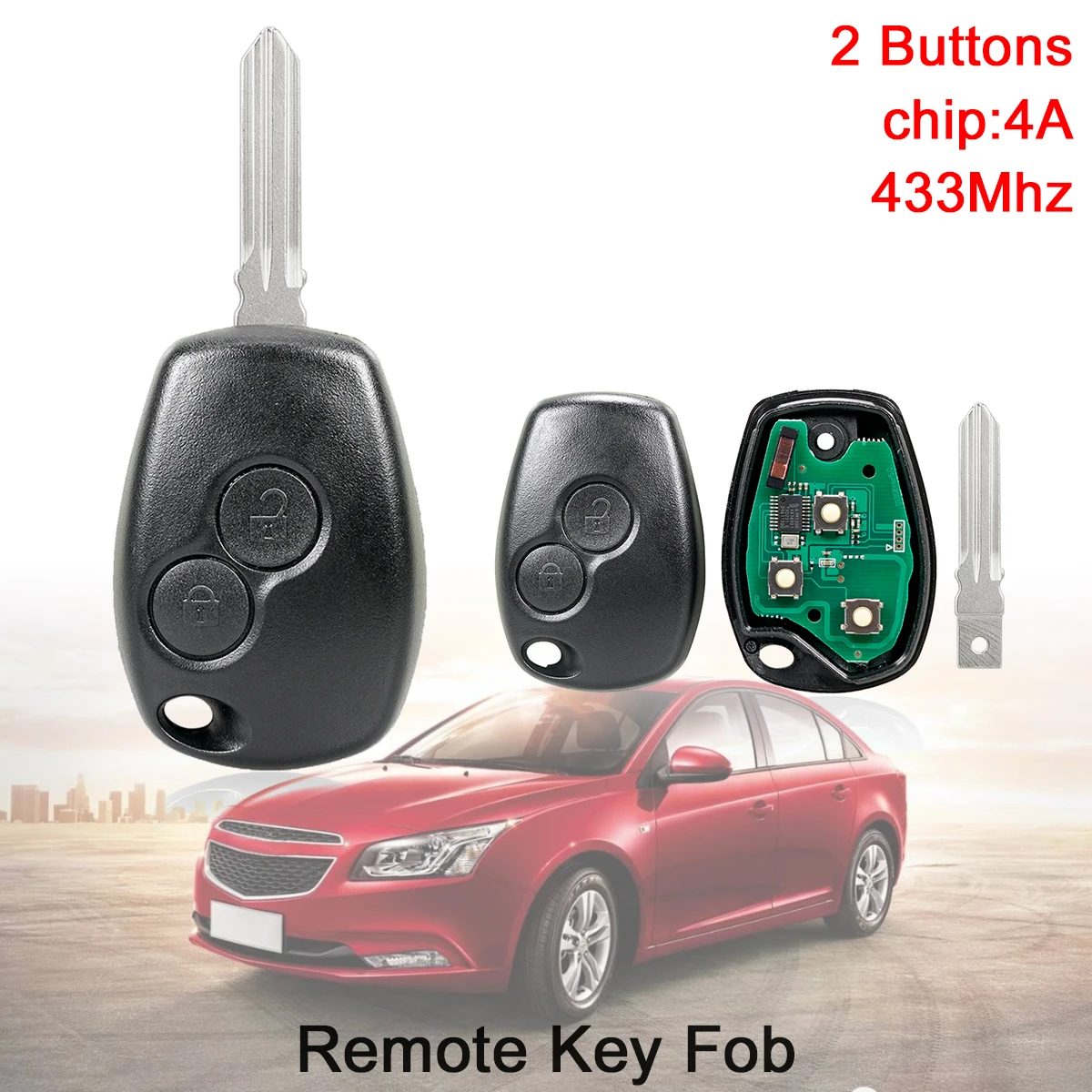 2 Buttons 433MHz Keyless Smart Remote Car Key Fob  4D67 Chip for Renault Trafic Sandero Logan Symbol Dacia Duster Logan Sandero