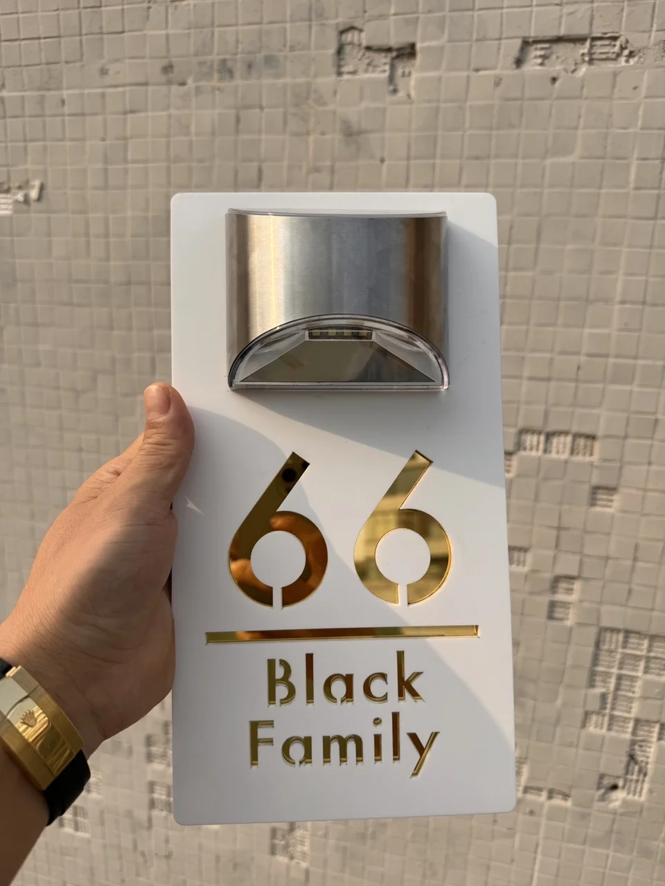 Personalizado 3d Outdoor Led Solar Casa Sinal Porta Endereço Placa Laser Cut Rua ao ar Livre e Nome de Família