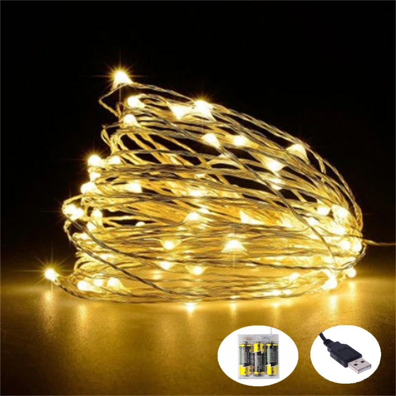 USB/Battery Operated 5/10M LED String Light Copper Wire Fairy Warm White Multicolor Garland Home Christmas Party Outdoor Decor sweatshirts merry christmas leopard glitter sweatshirt in multicolor size l m s xl