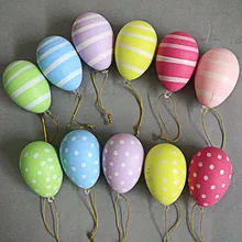 Huevos de Pascua pintados a mano, 12 piezas, regalo de Color para guardería, recuerdo de fiesta de conejo, decoración de fiesta de Pascua Feliz para el hogar