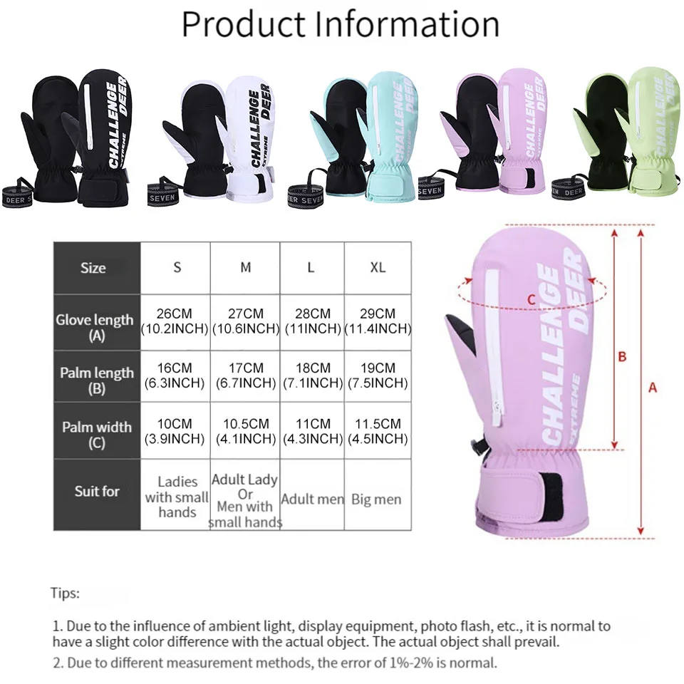 LOOGDEEL Winter Ski Gloves Women Waterproof Windproof Cycling Running Snowboard Snow Skiing Warmth Gloves Touch Screen Non-slip 6