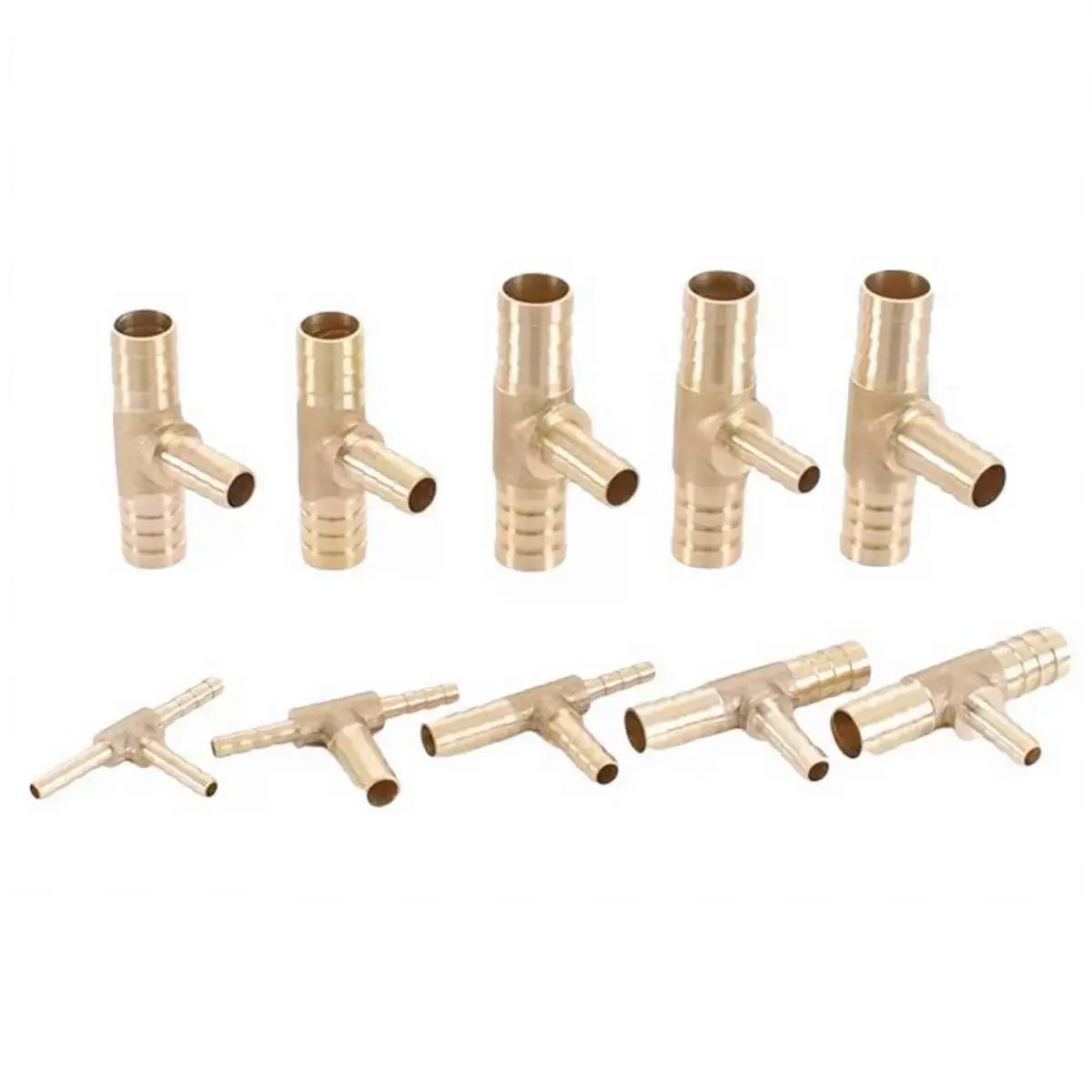 2pcs Fit Hose I/D 3mm 4mm 5mm 6mm 8mm 10mm 12mm 14mm 16mm 19mm Hose Barb Tee 3 Way Brass Coupler Splicer Connector Fittings pipe fitting water pipe fitting hose pipe fitting tee adapter