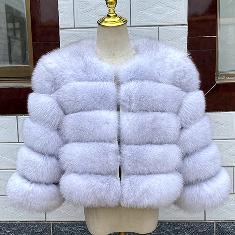 

Fur Coat Women Overcoat Female Real Raccoon Silver Fox Fur Coat WOMAN FASHION JACKET Sleeve Length 3/4 Free Shipping