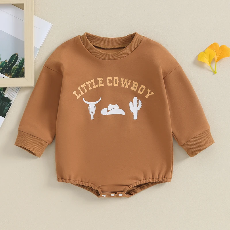 

Newborn Baby Girl Boy Cow Print Sweatshirt Romper Crewneck Oversized Long Sleeve Outfit Print Fall Clothes