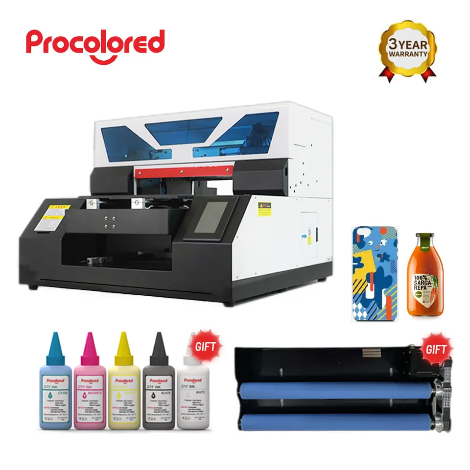 Procolored UVDTG Printer A3 A4 Flatbed Automatic Print To Phone Case Wood  Glass Metal Garment T-shirt Customized Business - AliExpress
