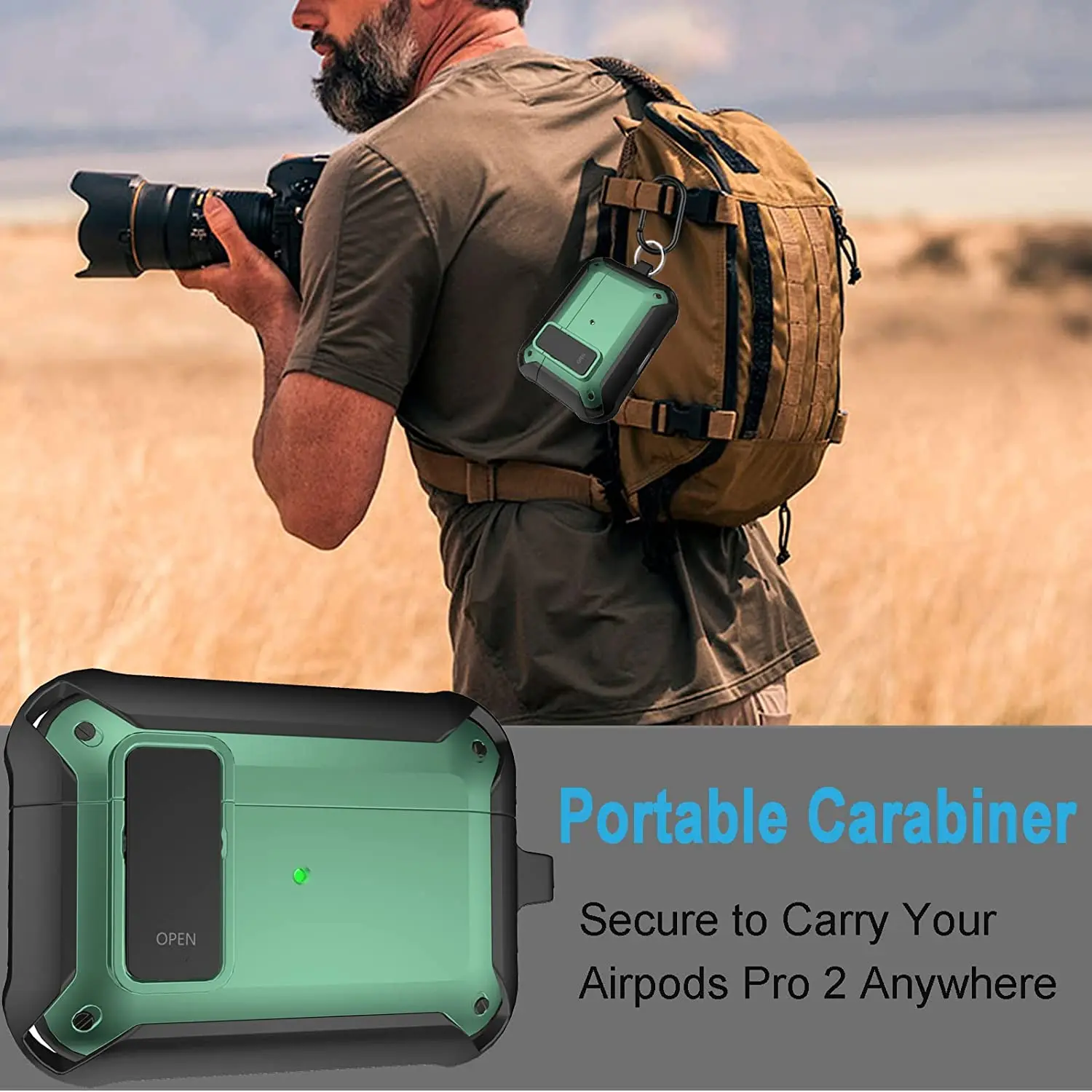 For Airpods 4/Pro 2/AirPods 1/2/3 Case with Lock, Rugged Shell Military Armor Protective Cover Wireless Earphone With Keychain
