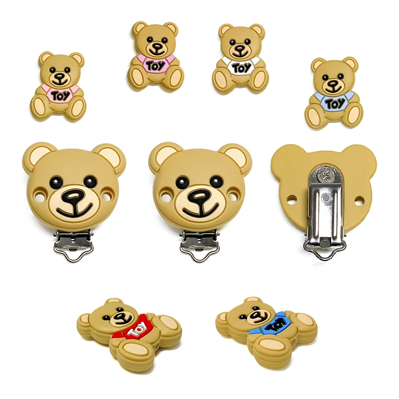 Toy bear silicone pacifier clip, 1set, chain holder, soother nursing clips, BPA free accessories