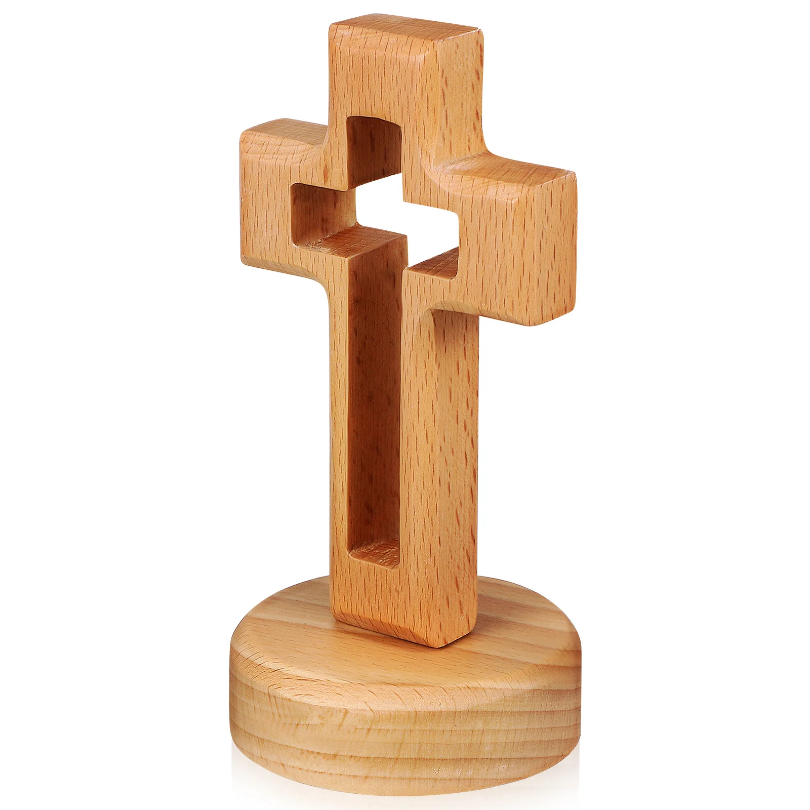 

Cross Church Decoration Wood with Base for Crafts Wooden Ornament Table Tabletop