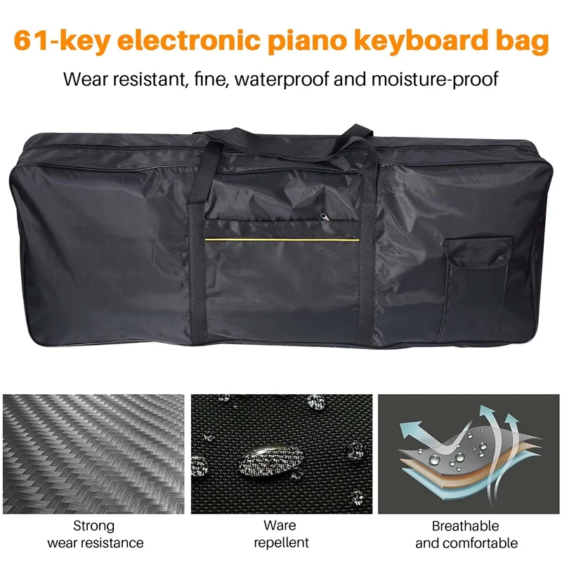 Portable 61 Key Electronic Piano Keyboard Gig Bag Carrying Bag Storage Holder Case 600D Cloth