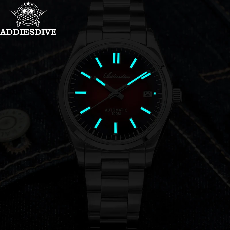 ADDIESDIVE Watch New AD2071 Top Brand Sappire Green Gradient Dial Luxury NH35 Automatic Watch Waterproof 100m Leisure Men Watch 6