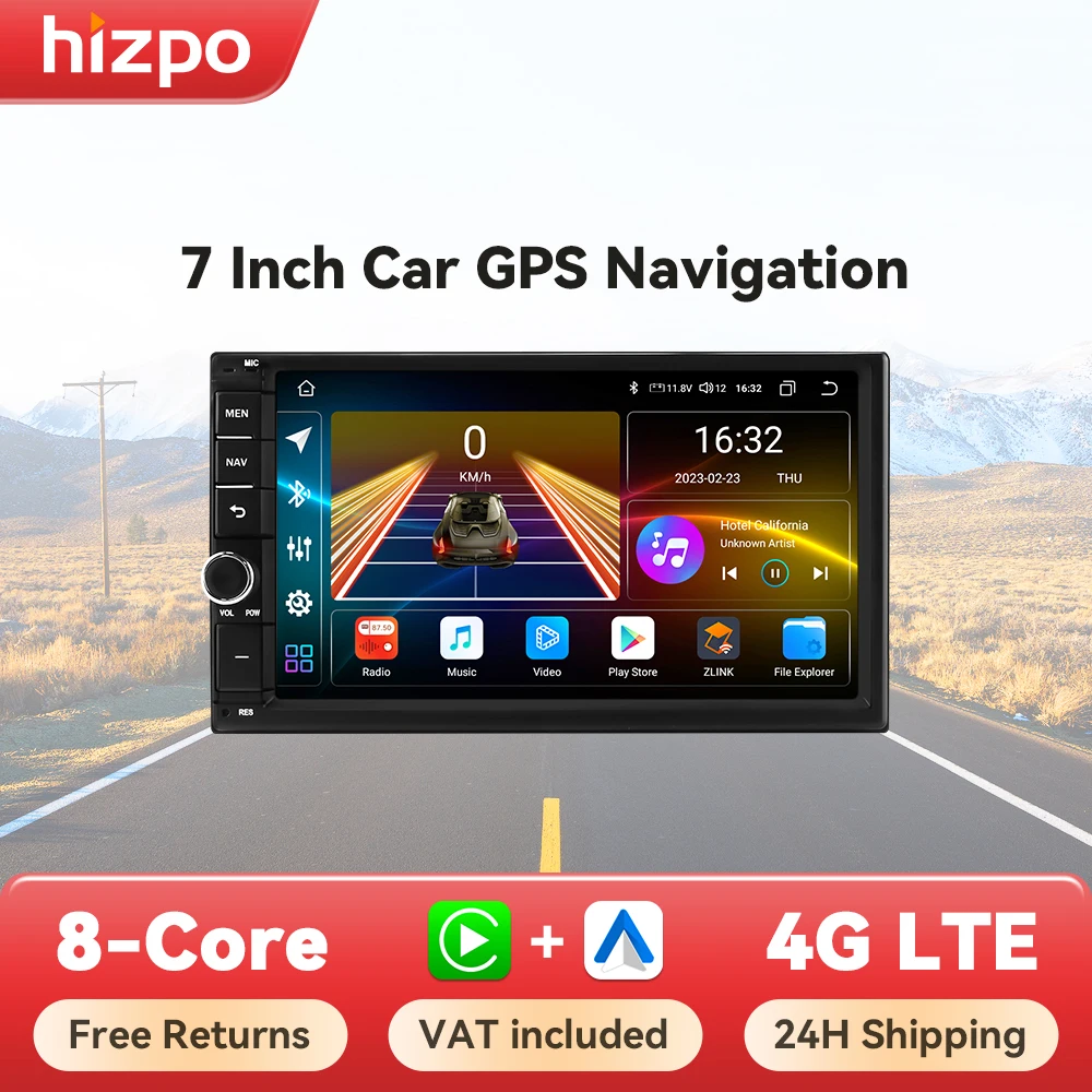 Hizpo 7Inch Carplay Android Auto Player Touch Screen Stereos for Car MP5 USB Bluetooth Universal Multimedia GPS WIFI Autoradio