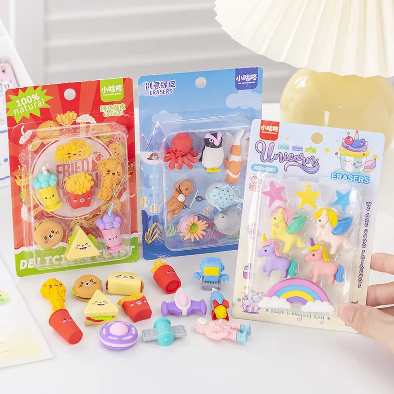 

Newstyle Eraser Cartoon Animal Food Tools Rubber Suit Student Stationery Prizes
