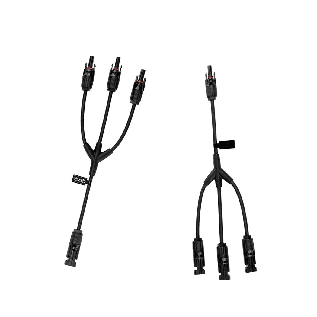 Solar Y Konektörü, Solar Y Branş Paralel Kablo, Solar 1 ila 3 Erkek Dişi Konnektör Adaptörü, 10AWG 45A Su Geçirmez IP67 40CM Kablo