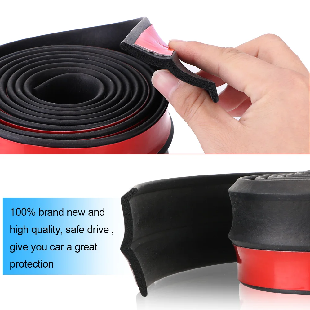 Universal 2.5M Car Bumper Lip Splitter Rubber Protector Anti-Collision Trim 8.2ft